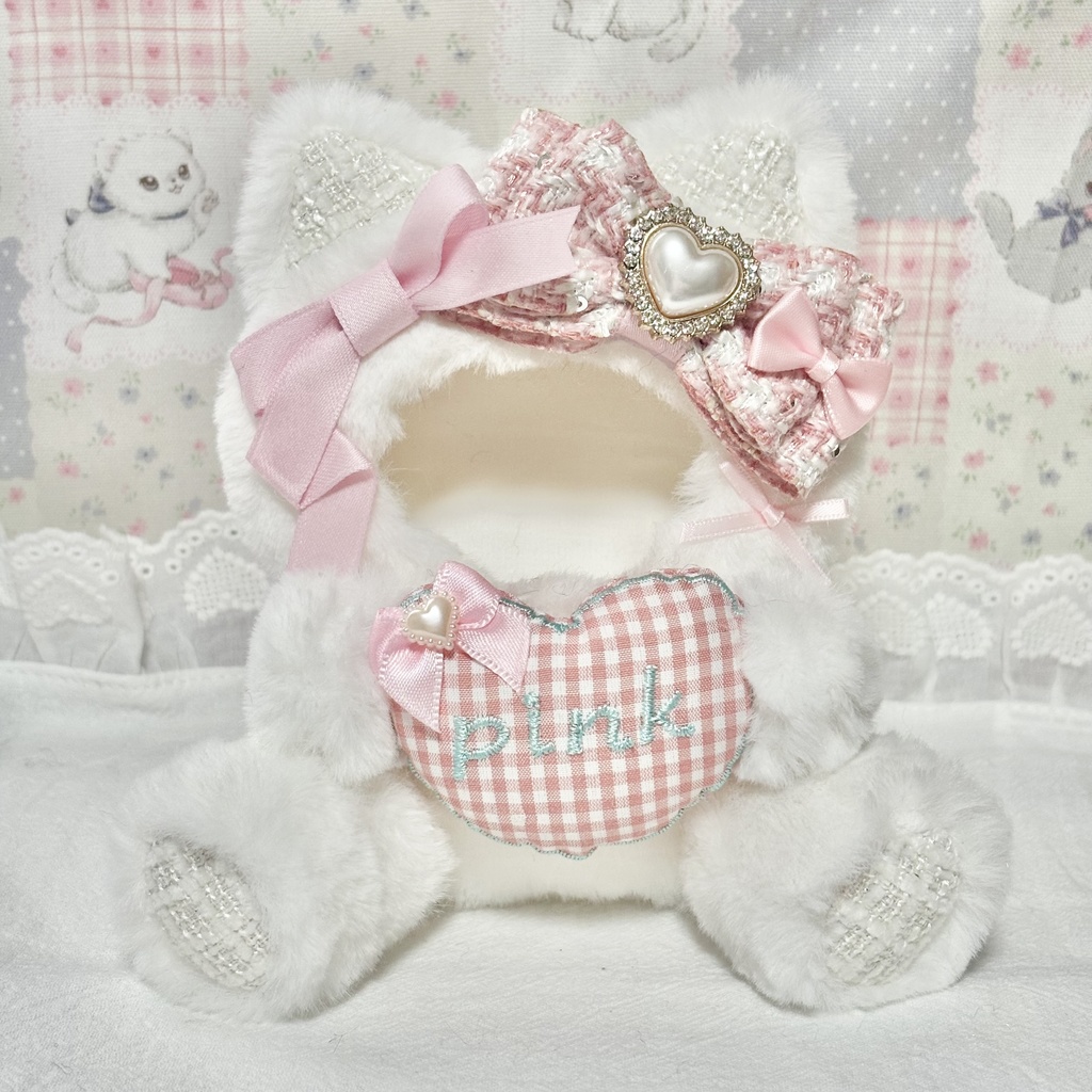 ♡おすわりぬい服♡10cm/ぱぺっとサイズ ハート抱っこ ピンク ブルー