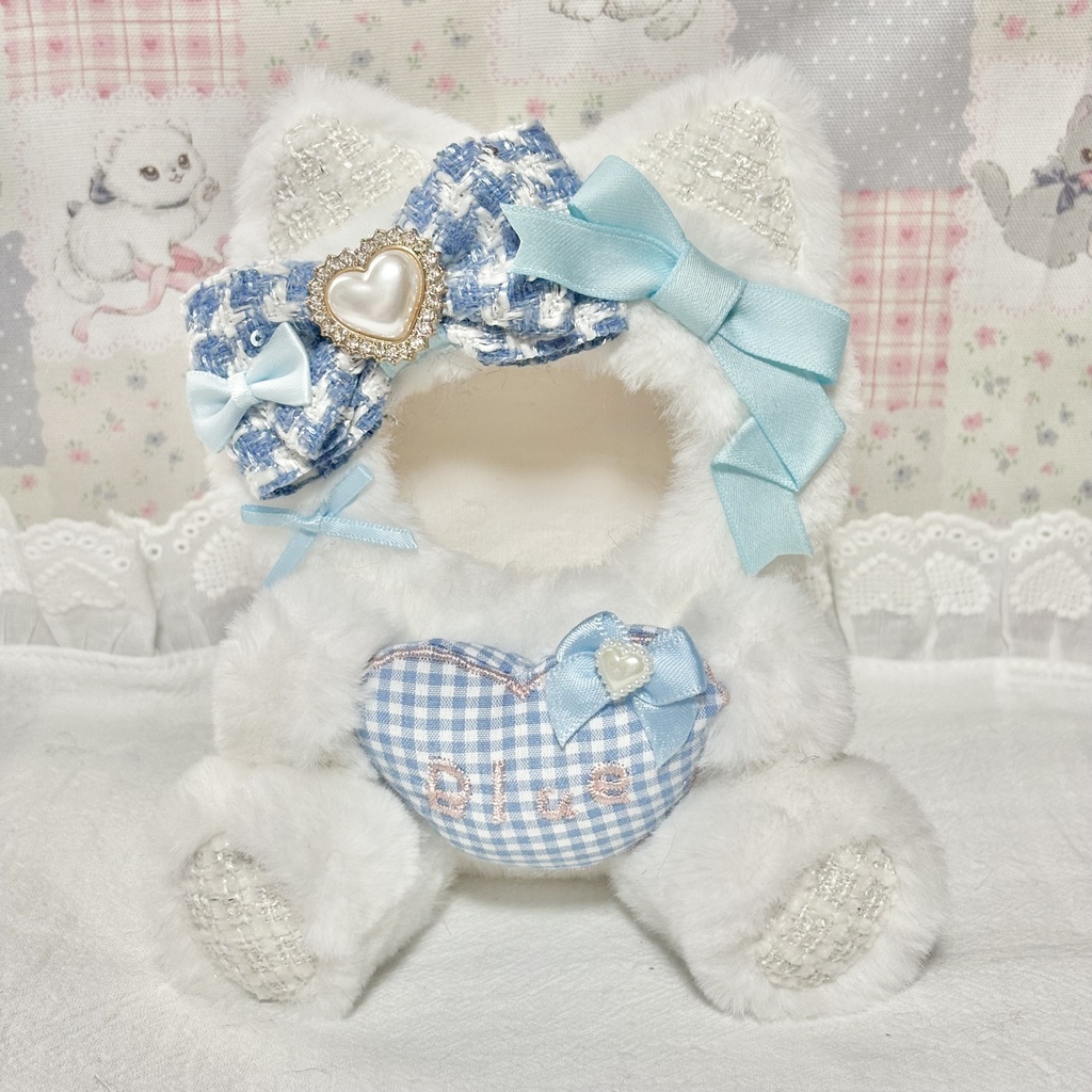 ♡おすわりぬい服♡10cm/ぱぺっとサイズ ハート抱っこ ピンク ブルー