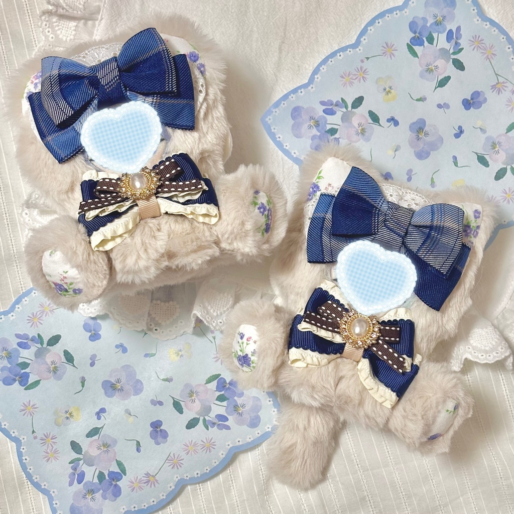 ♡おすわりぬい服♡10cm/ぱぺっとサイズ ベージュ ネイビー くま ねこ