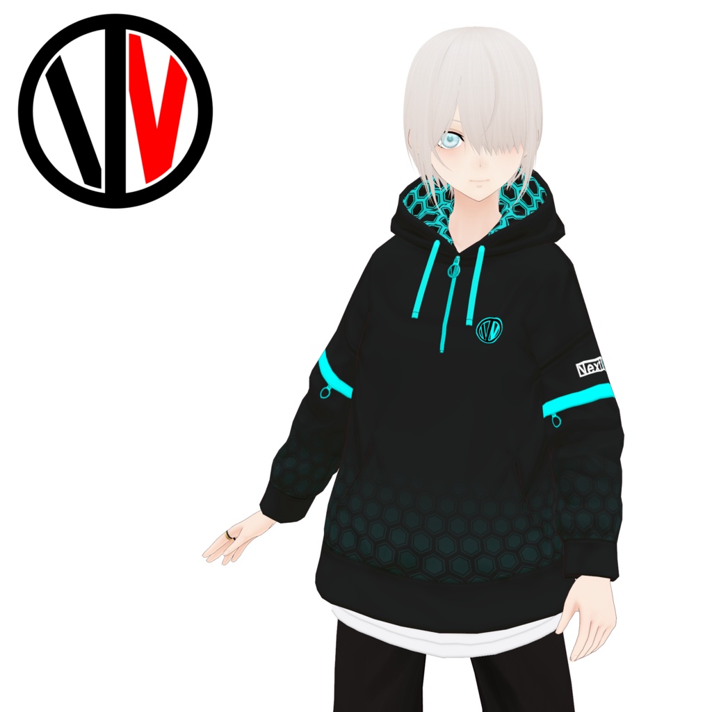 【テクスチャ】サイバー風ハーフジップパーカー【Vroid正式版対応】