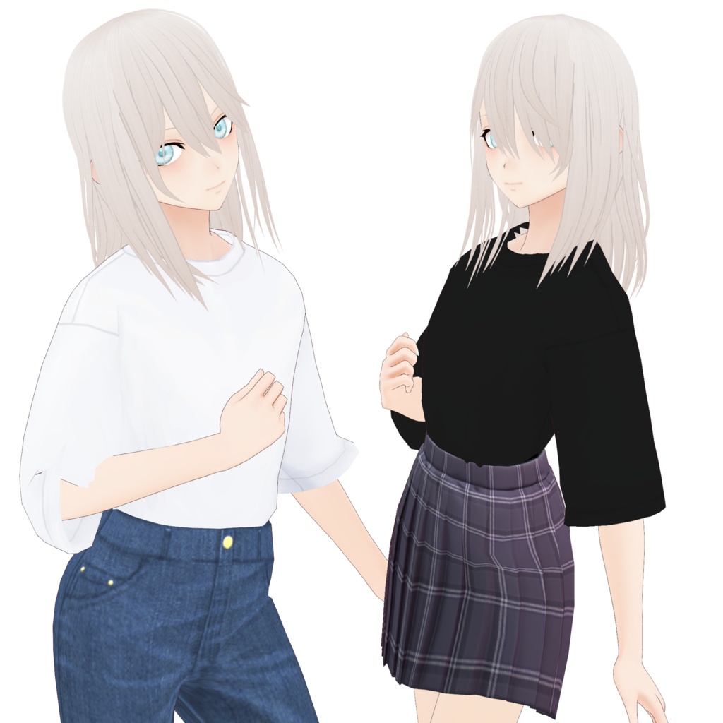 【テクスチャ】オーバーサイズTシャツ(白、黒)【Vroid正式版対応】