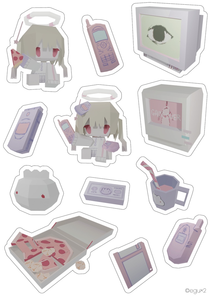 ローポリシール「堕天使」