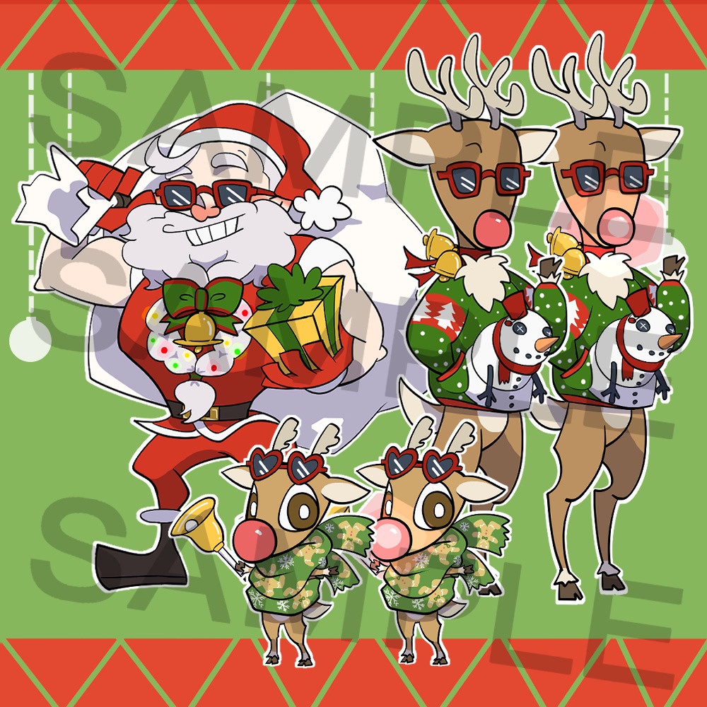 カートゥーン風サンタ&トナカイ立ち絵素材