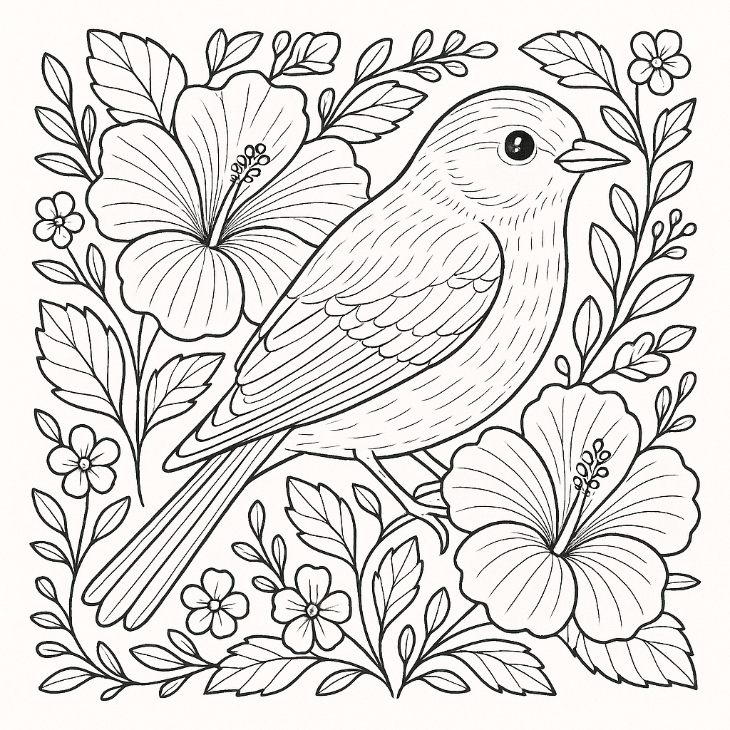 大人の塗り絵セット|動物と花の線画イラスト10枚