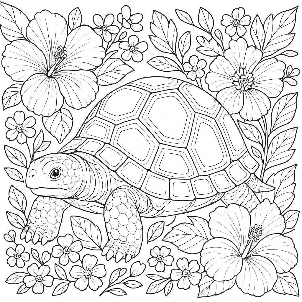 大人の塗り絵セット|動物と花の線画イラスト10枚