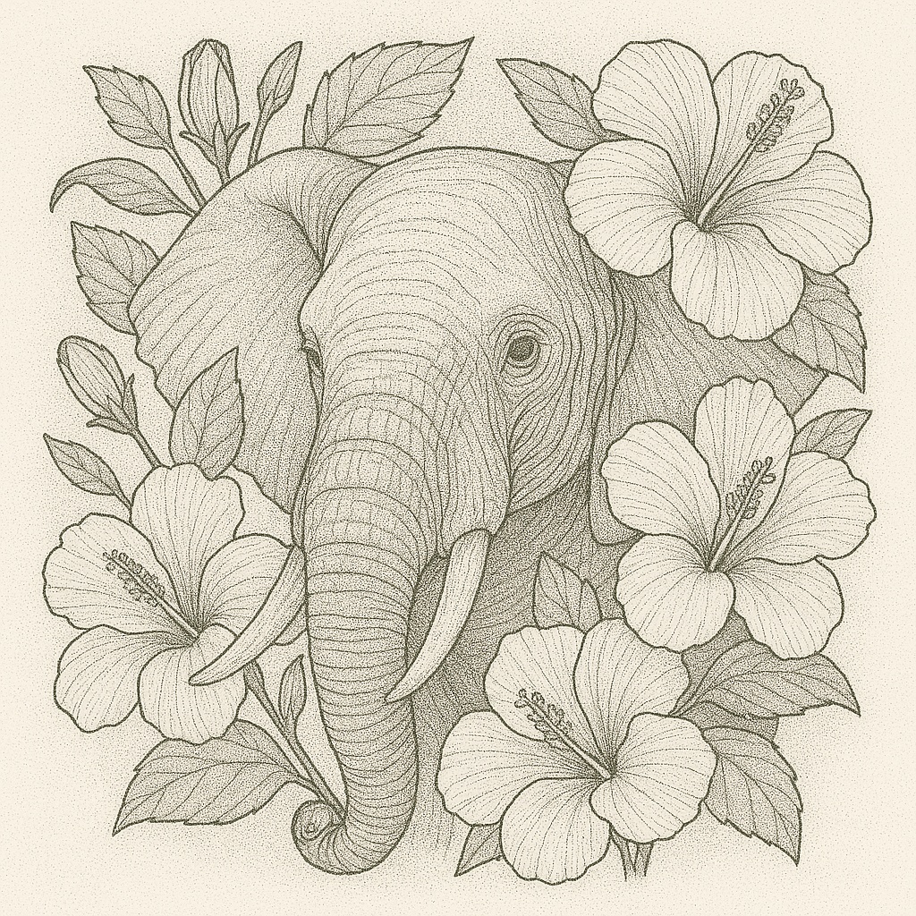 大人の塗り絵セット|花と動物の癒しの線画イラスト10枚