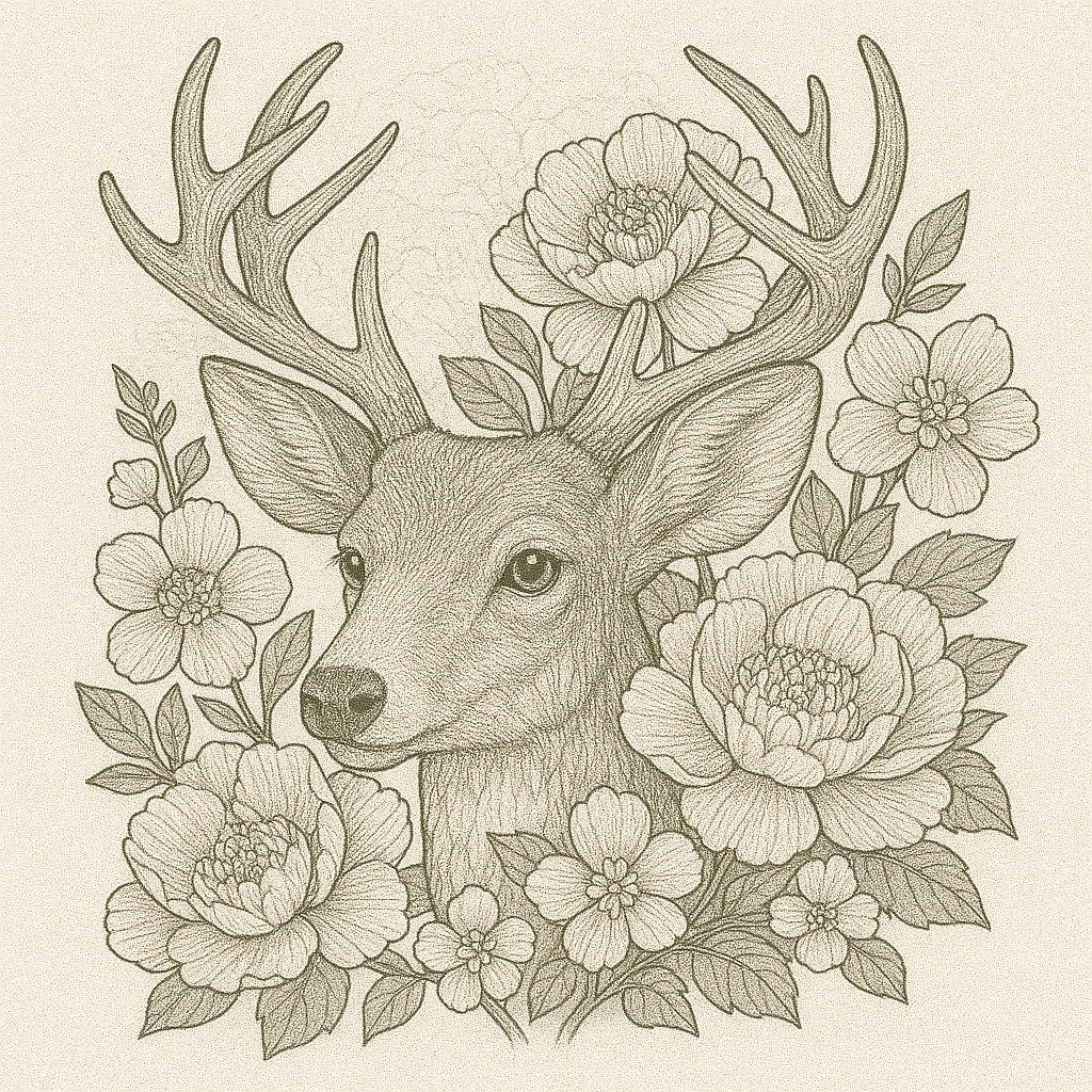 大人の塗り絵セット|花と動物の癒しの線画イラスト10枚