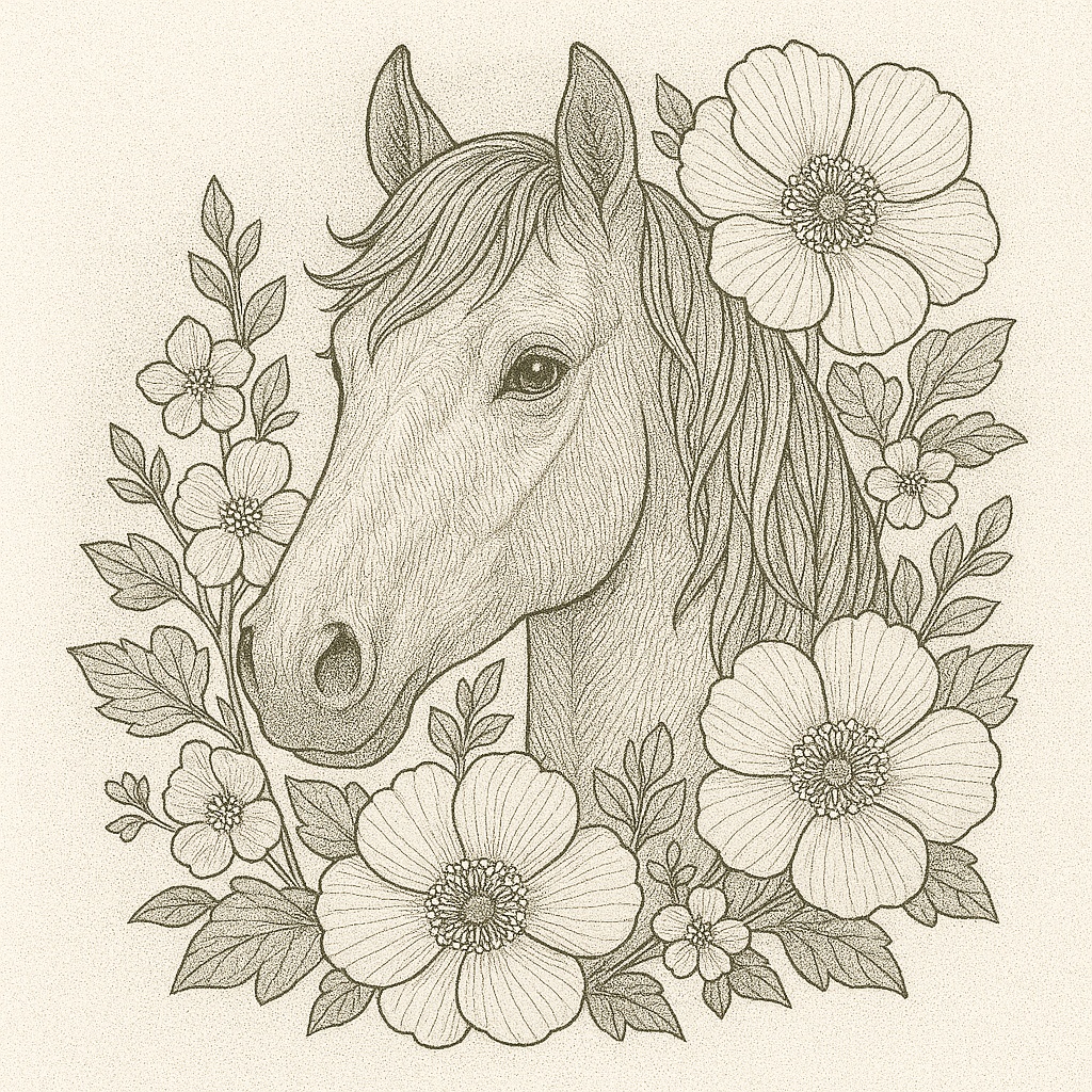 大人の塗り絵セット|花と動物の癒しの線画イラスト10枚