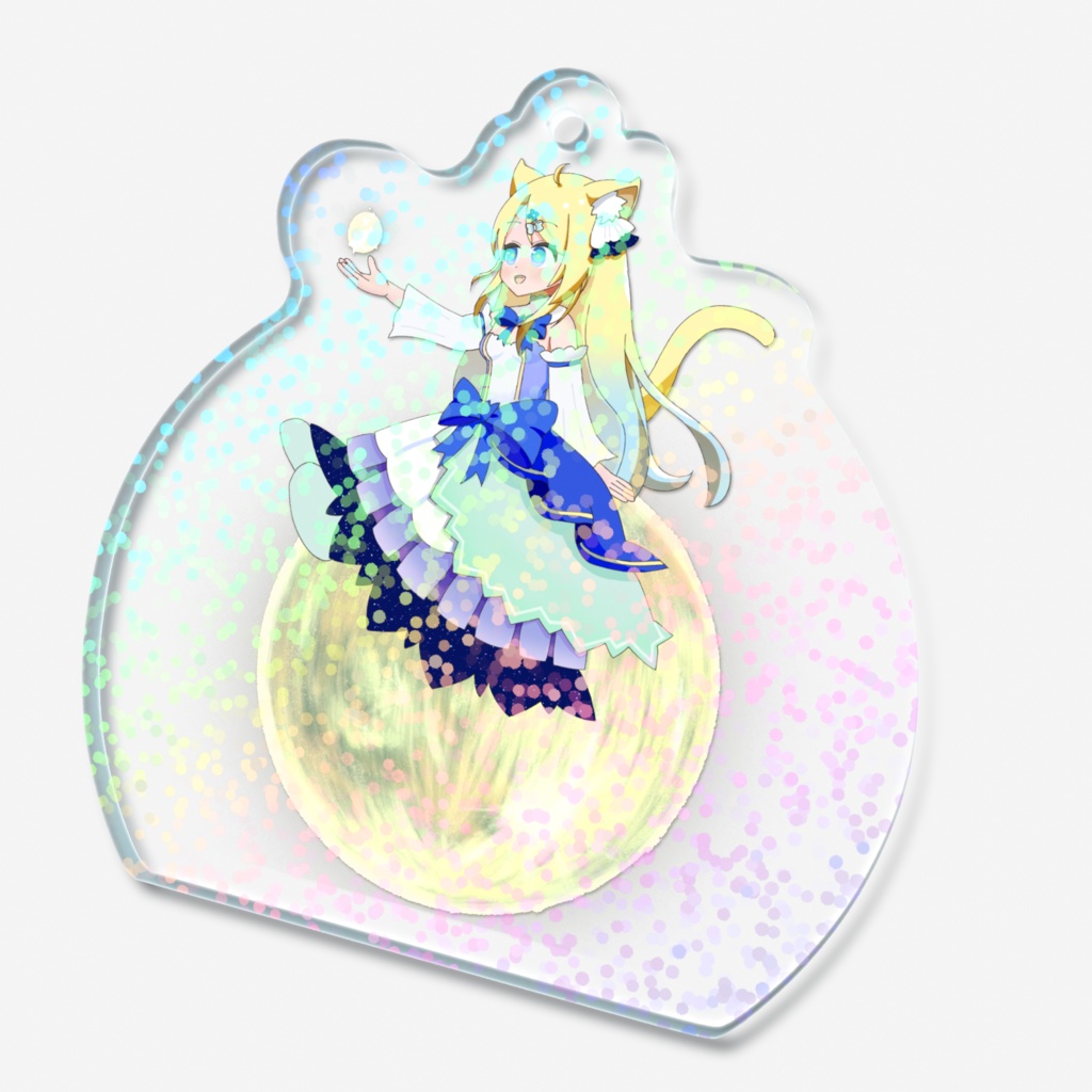 白星ぬいのホログラムアクリルキーホルダー