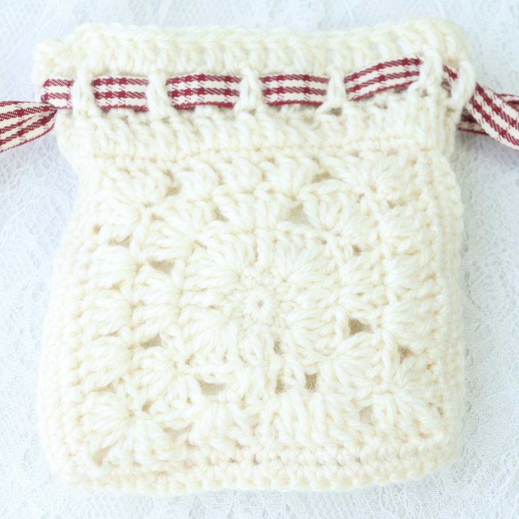 バラモチーフグラニースクエア巾着