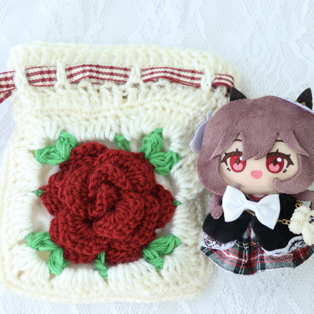 バラモチーフグラニースクエア巾着