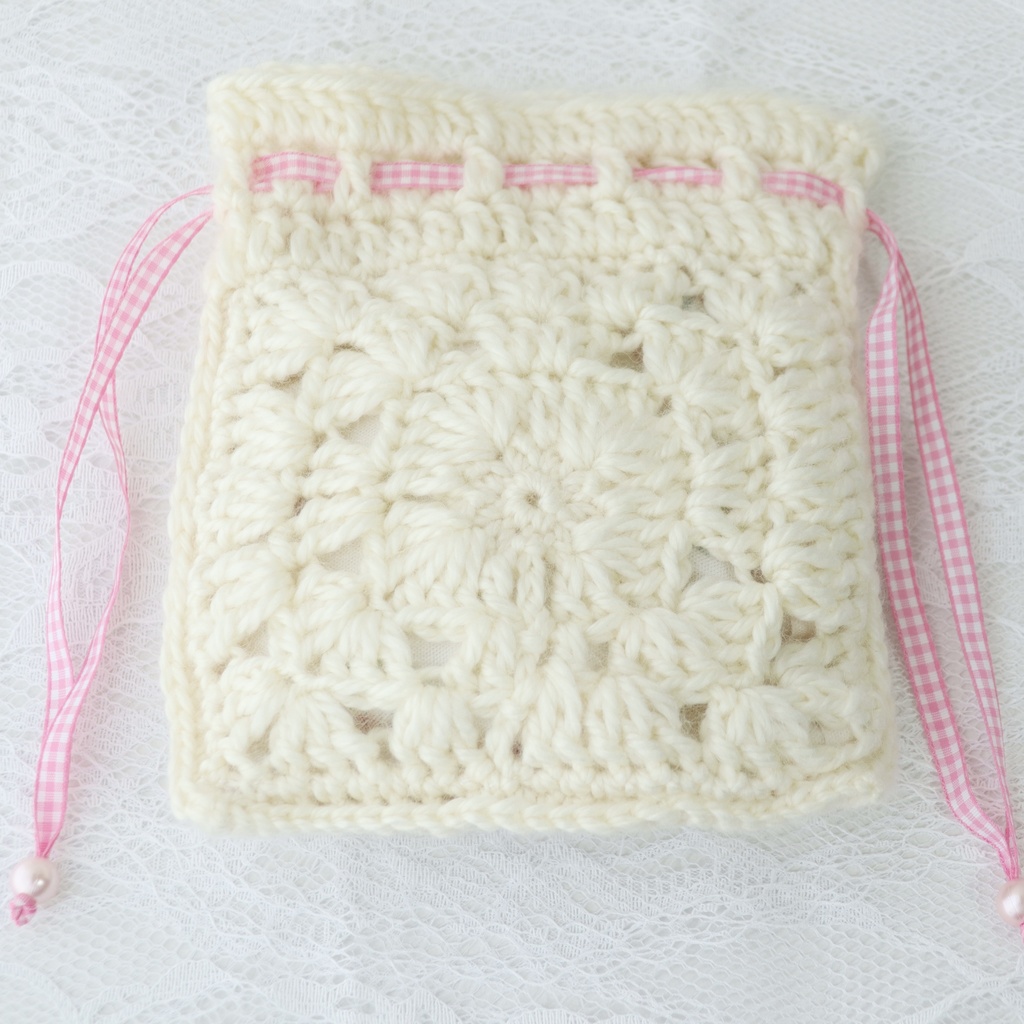 バラモチーフグラニースクエア巾着