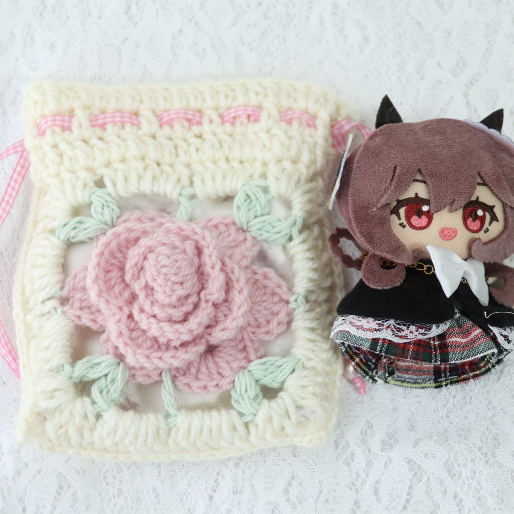 バラモチーフグラニースクエア巾着