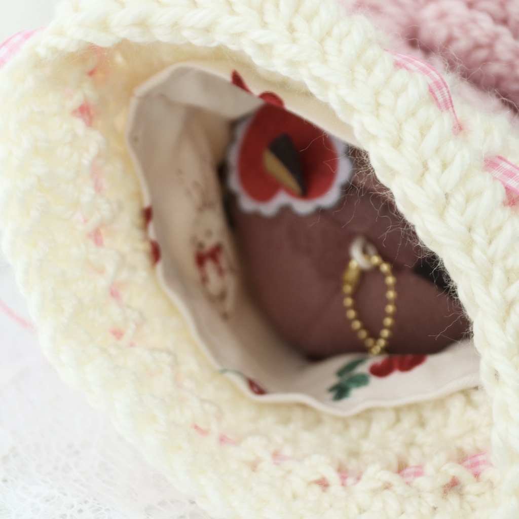 バラモチーフグラニースクエア巾着