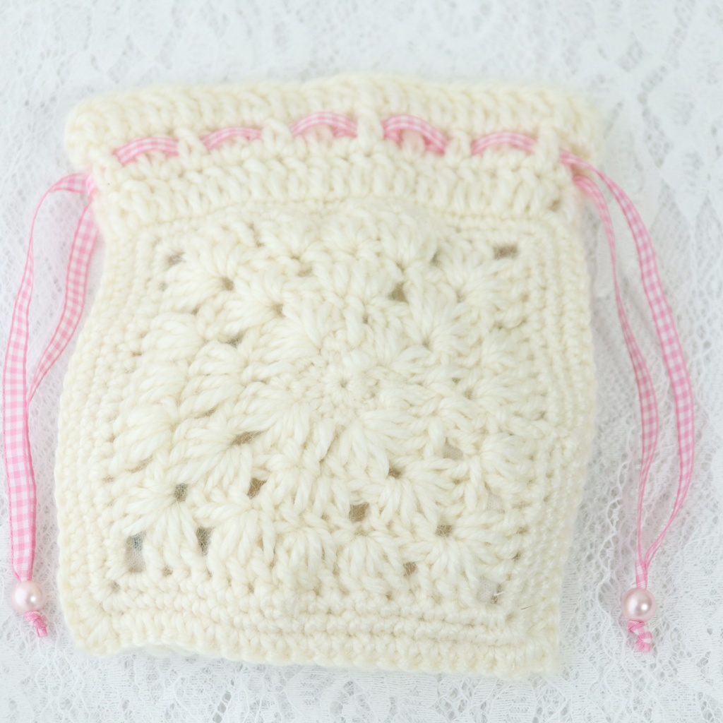 バラモチーフグラニースクエア巾着