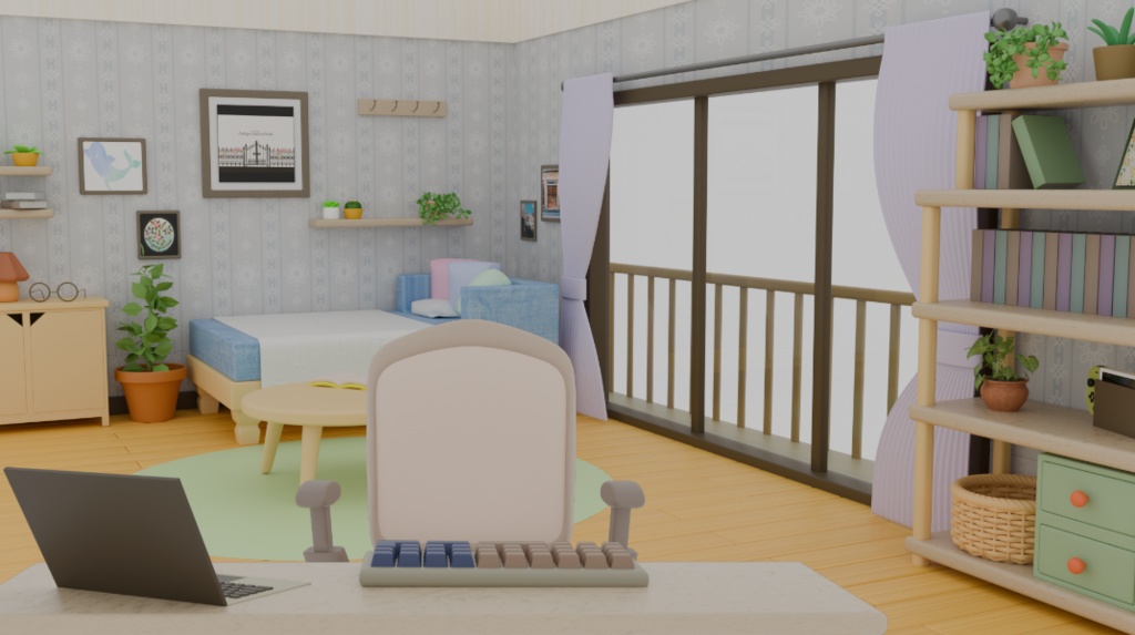 【3DCG】配信用のシンプルルーム【OBS設定可】