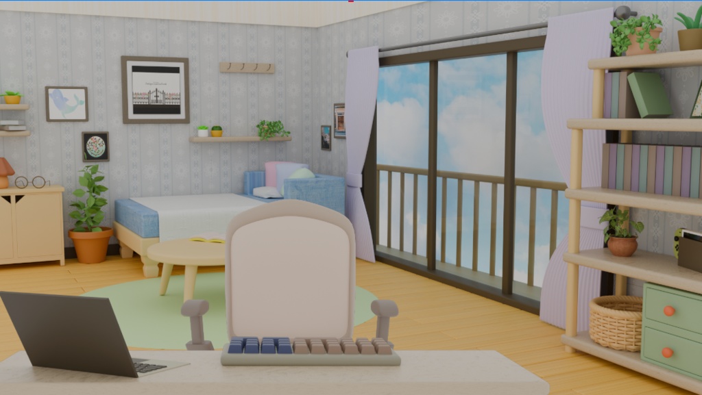 【3DCG】配信用のシンプルルーム【OBS設定可】