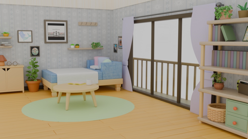 【3DCG】配信用のシンプルルーム【OBS設定可】