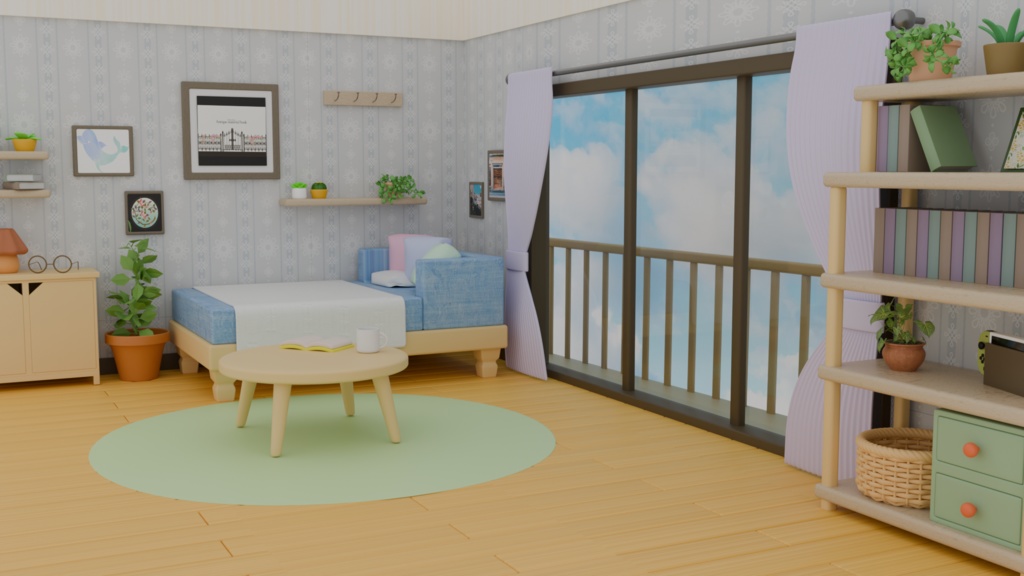 【3DCG】配信用のシンプルルーム【OBS設定可】