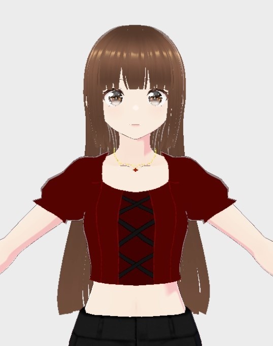 [VRoid]Dark Red Top With Gold & Ruby Necklace