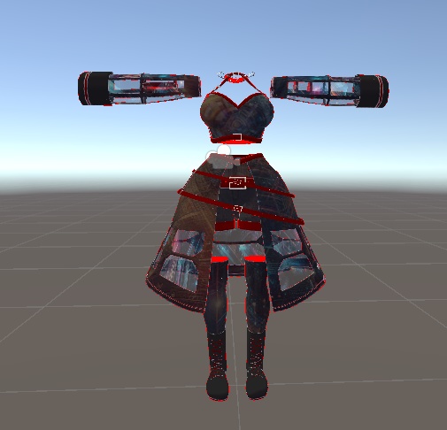 【無料】ティコ・ポプリ用 ベルト多めのサイバーっぽい衣装