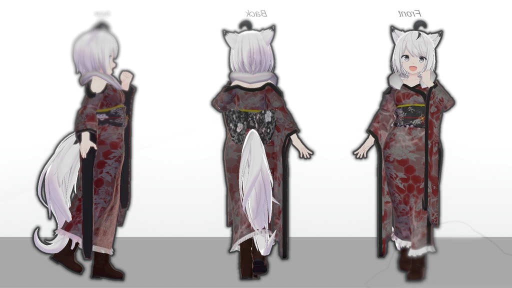 7アバター対応 和風衣装「緋色ノ雪月夜」