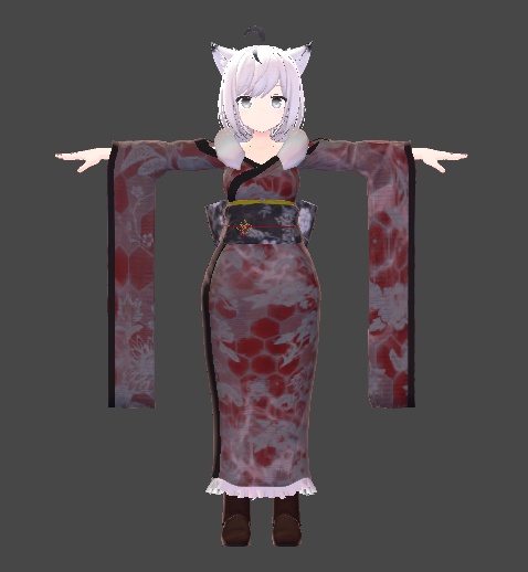 7アバター対応 和風衣装「緋色ノ雪月夜」