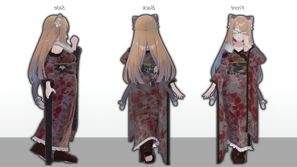 7アバター対応 和風衣装「緋色ノ雪月夜」