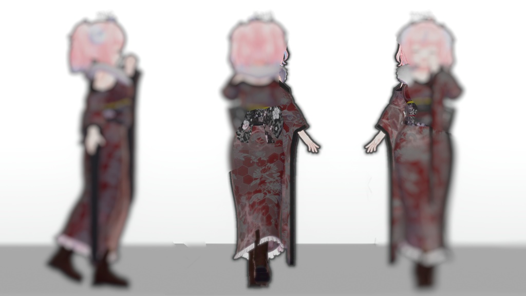 7アバター対応 和風衣装「緋色ノ雪月夜」