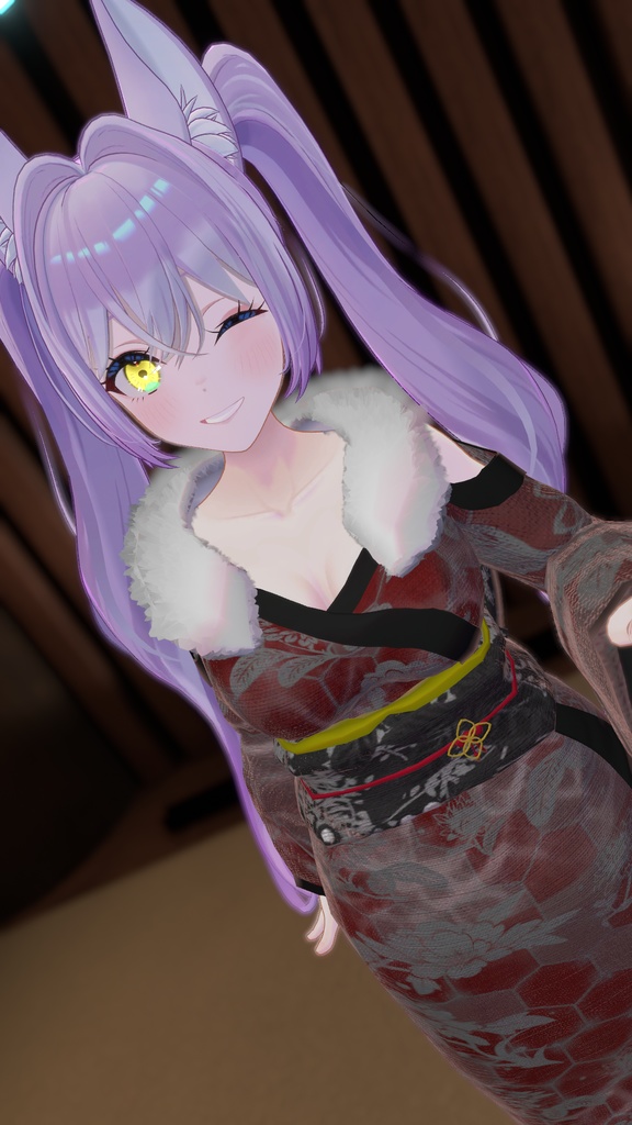 7アバター対応 和風衣装「緋色ノ雪月夜」