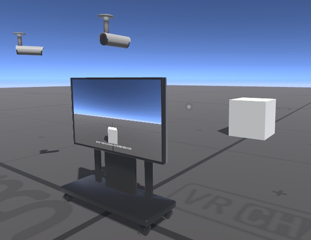 【VRChatワールド用】大型モニターと防犯カメラ(モニター切り替えギミック付き)【Udonギミック】