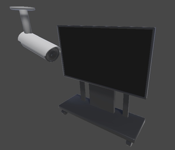 【VRChatワールド用】大型モニターと防犯カメラ（モニター切り替えギミック付き）【Udonギミック】