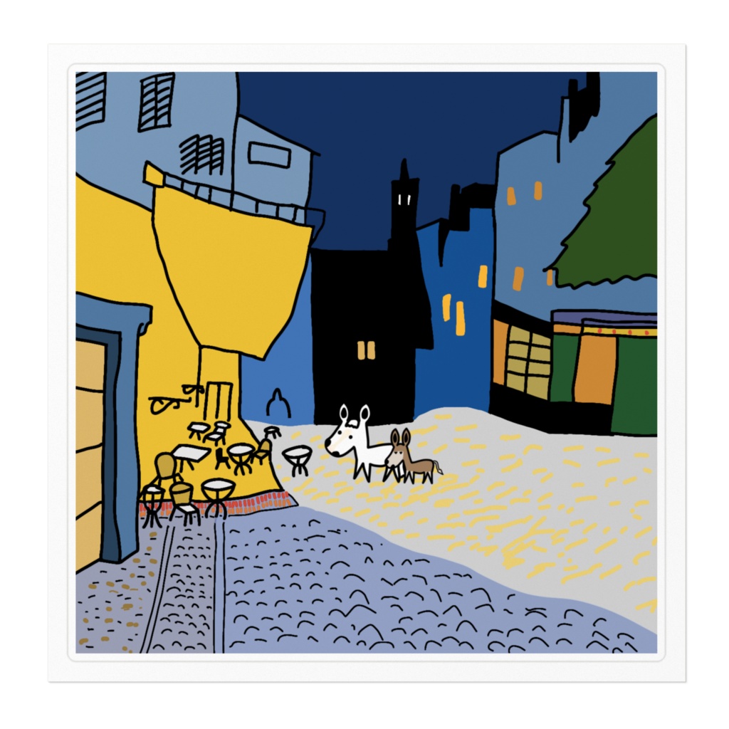 夜のカフェテラス風ステッカー