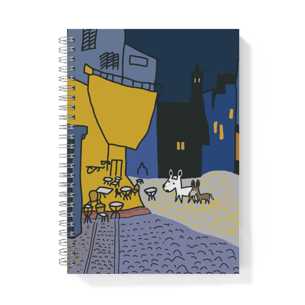 夜のカフェテラス風リングノート(A5)