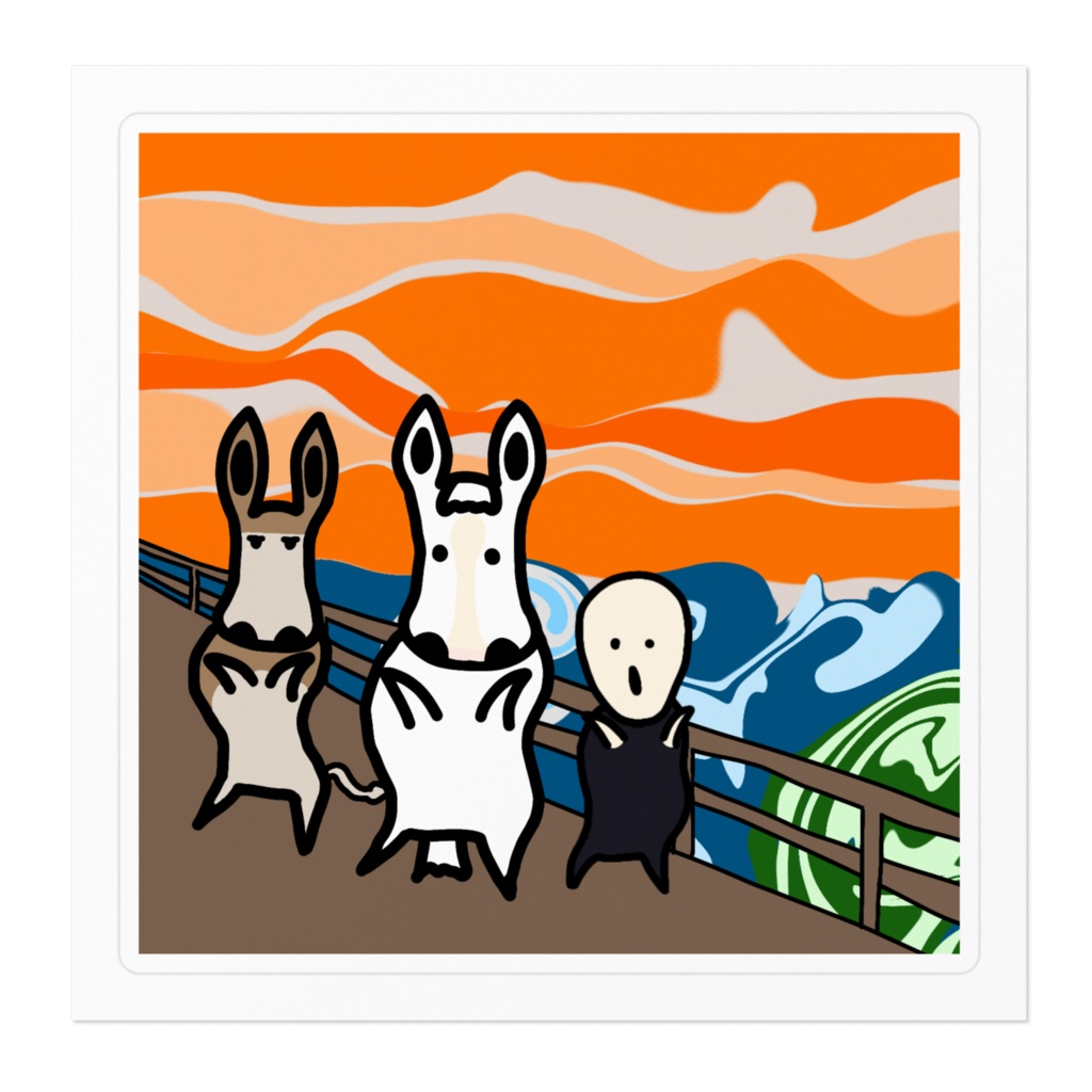 ムンクの叫び風ステッカー