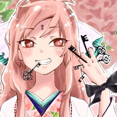 鍵女子の正方形ステッカー