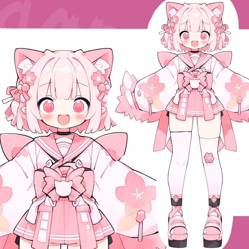 【限定１点】ピンク猫の全身立ち絵
