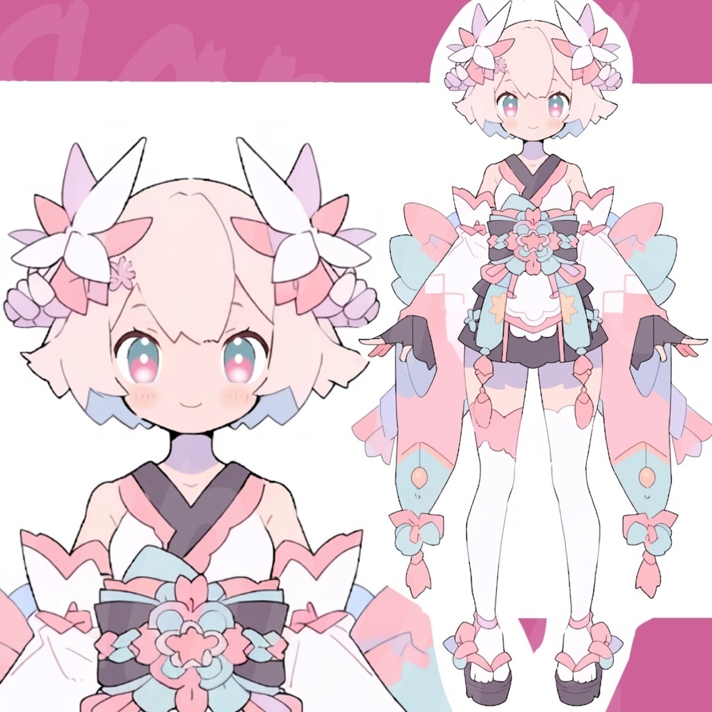 【限定１点】ピンク着物っ子の全身立ち絵