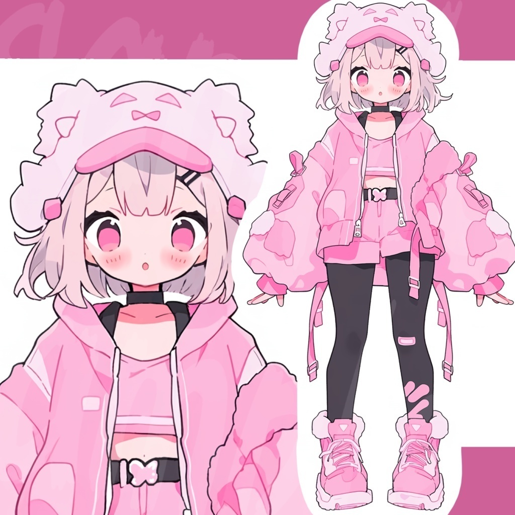 【限定１点】ピンクフードの全身立ち絵