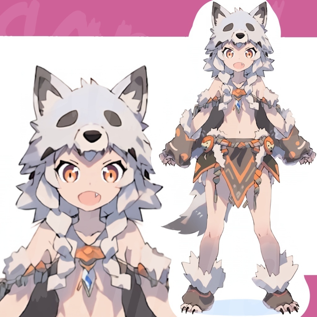 【限定１点】ウルフ少女の全身立ち絵
