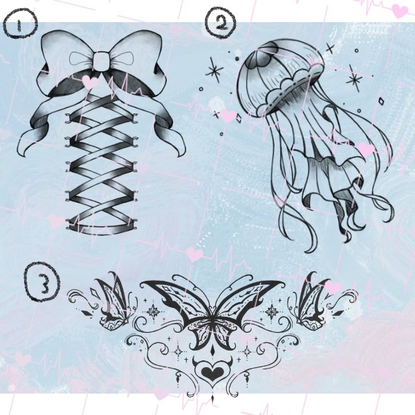 ✨Shop開設記念✨期間限定無料配布✨ 蝶とリボンとクラゲのタトゥー