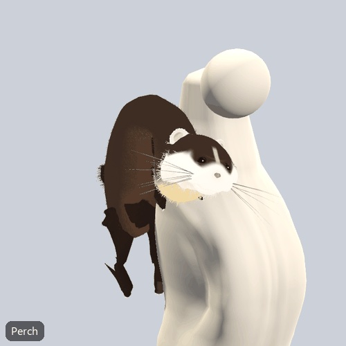 【VRChat・MA対応】肩のりフェレット なでると喜ぶ肩の上の相棒 / Shoulder Ferret
