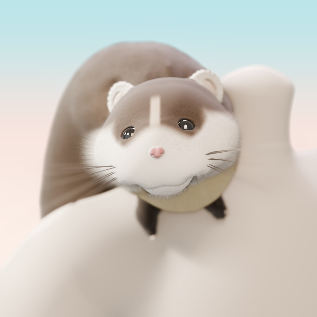 【VRChat・MA対応】肩のりフェレット なでると喜ぶ肩の上の相棒 / Shoulder Ferret
