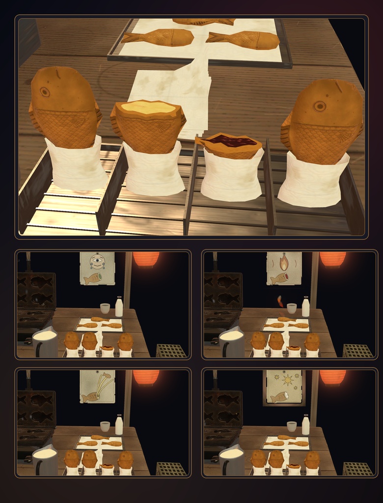 たい焼きパ!【VRChat・アバター/ワールド】焼きたて屋台のたい焼きギミック / Taiyaki Party (Avatar / World)