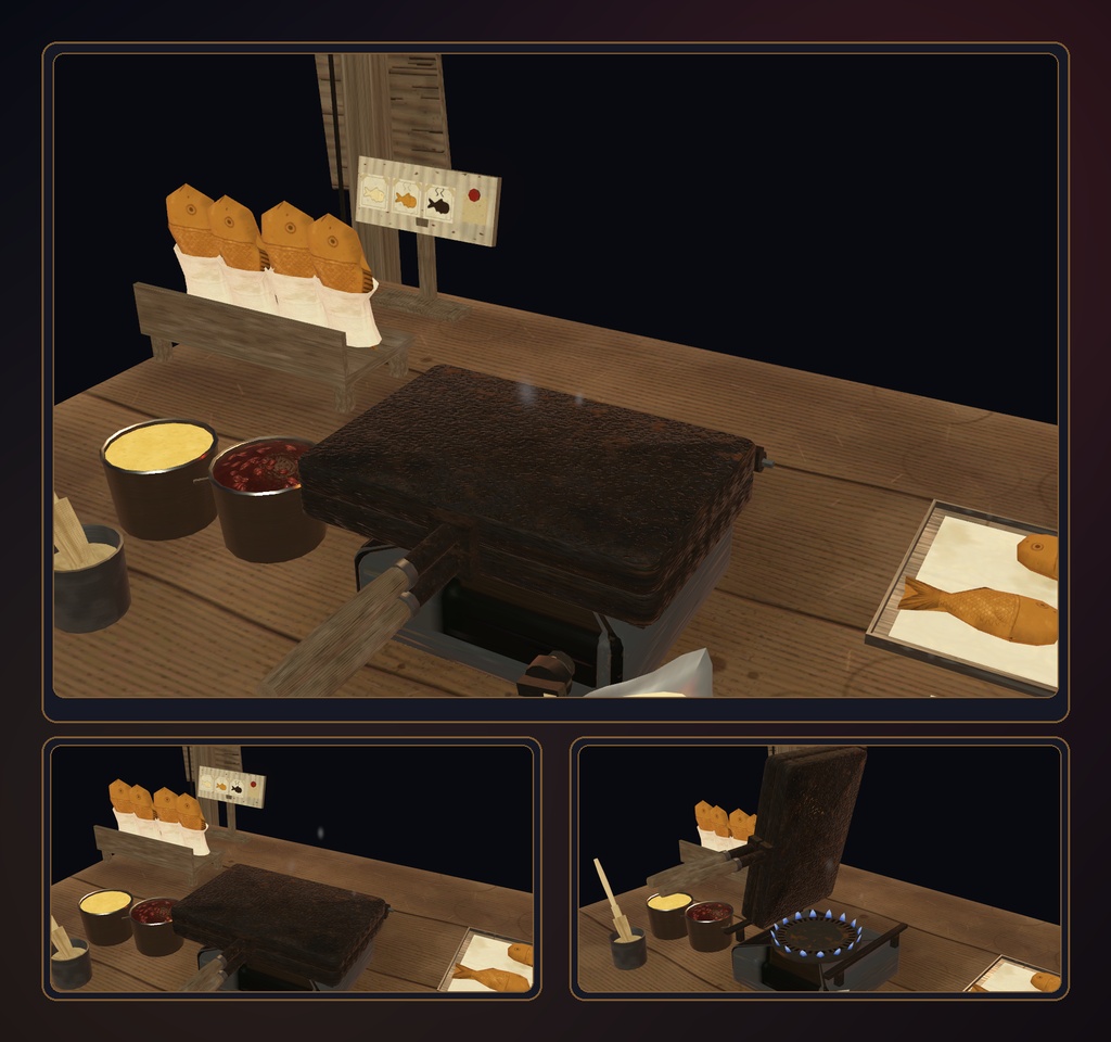 たい焼きパ!【VRChat・アバター/ワールド】焼きたて屋台のたい焼きギミック / Taiyaki Party (Avatar / World)