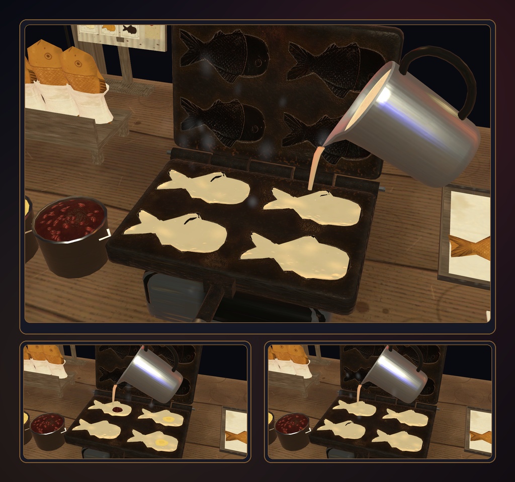 たい焼きパ!【VRChat・アバター/ワールド】焼きたて屋台のたい焼きギミック / Taiyaki Party (Avatar / World)