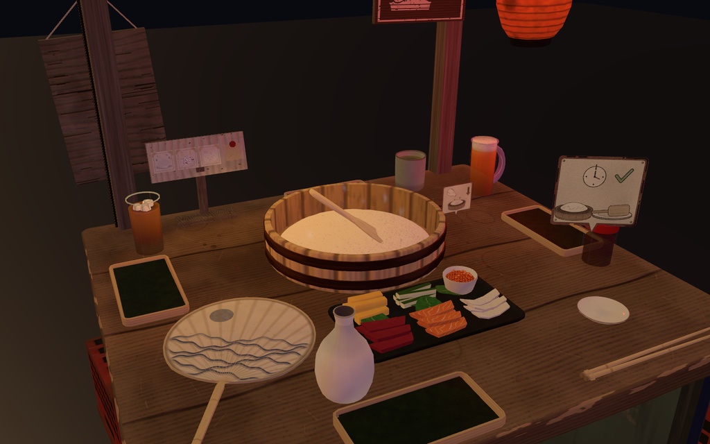 手巻きパ!【VRChat・アバター/ワールド】夜の屋台でみんなで巻く手巻き寿司 / Temaki Party (Avatar / World)