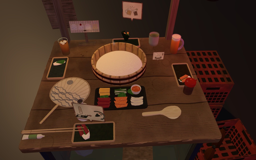 手巻きパ!【VRChat・アバター/ワールド】夜の屋台でみんなで巻く手巻き寿司 / Temaki Party (Avatar / World)