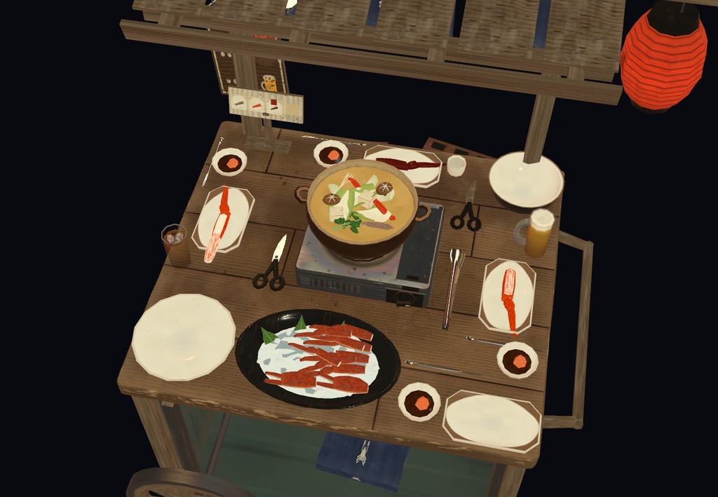 かにパ!【VRChat・アバター/ワールド】夜の屋台でみんなでつつくかに鍋 / Kani Party