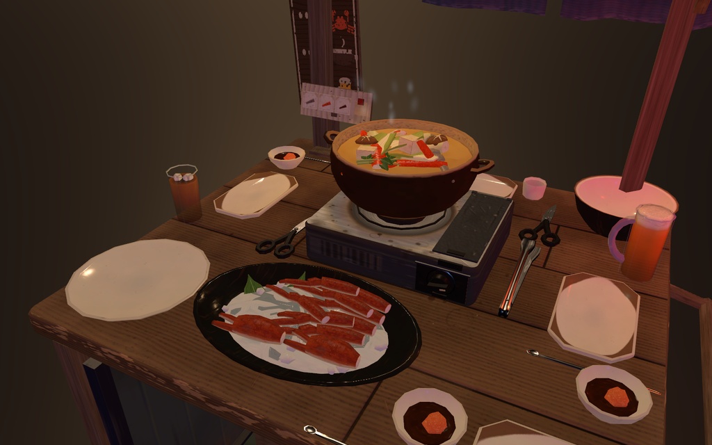 かにパ!【VRChat・アバター/ワールド】夜の屋台でみんなでつつくかに鍋 / Kani Party